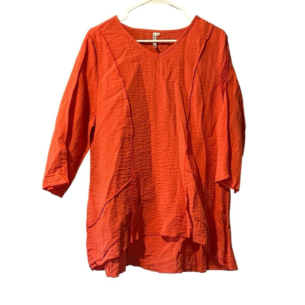 Lulu B Size Large Tunic Top Long Sleeve Lagenlook Colorful Basic Casual Preppy